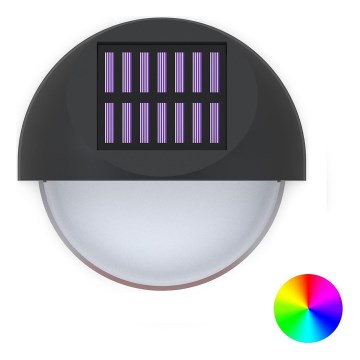 Aigostar - LED RGB Настінний світильник на сонячній батареї LED/1W/1,2V чорний IP44