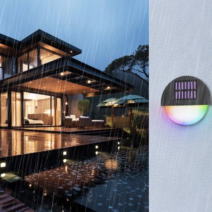 Aigostar - LED RGB Настінний світильник на сонячній батареї LED/1W/1,2V чорний IP44