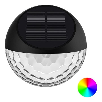 Aigostar - LED RGB Настінний світильник на сонячній батареї LED/2W/1,2V чорний IP44