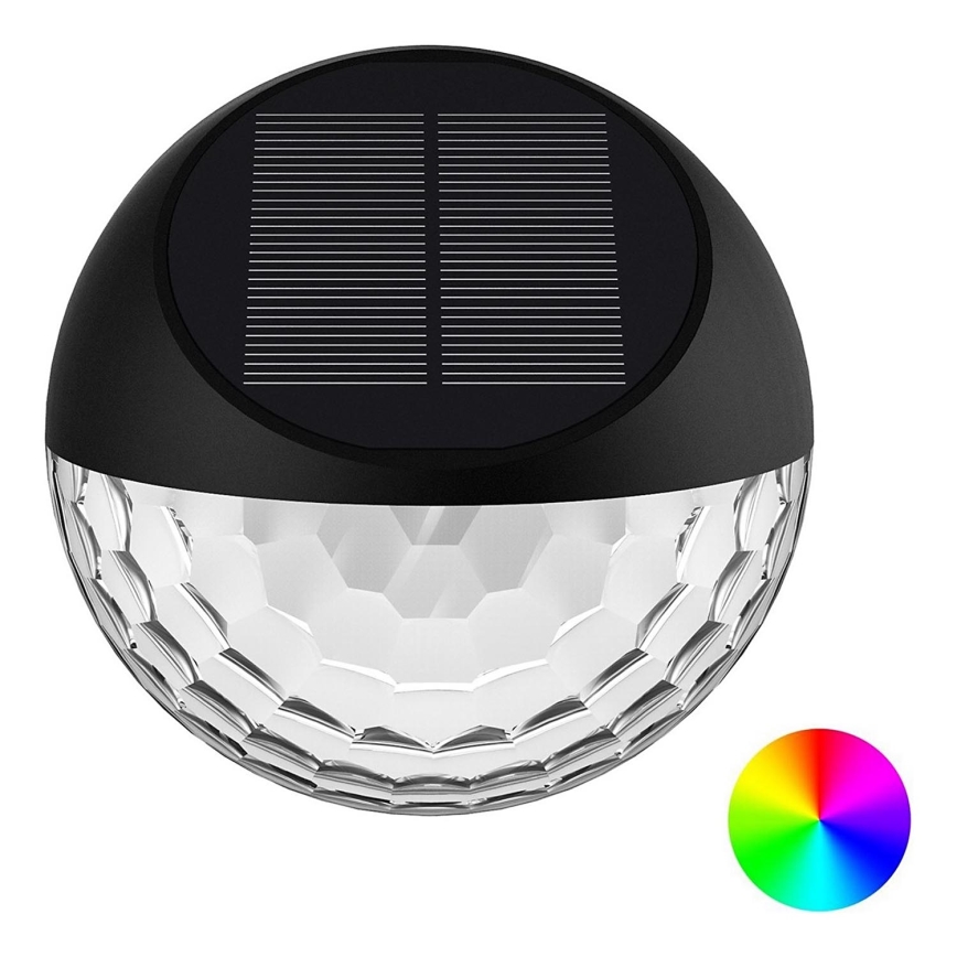 Aigostar - LED RGB Настінний світильник на сонячній батареї LED/2W/1,2V чорний IP44