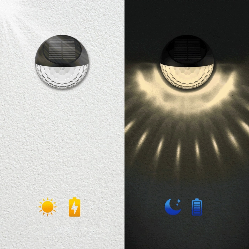 Aigostar - LED RGB Настінний світильник на сонячній батареї LED/2W/1,2V чорний IP44