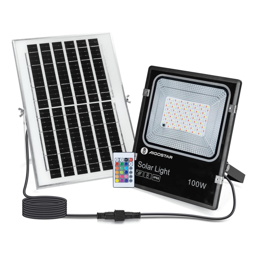 Aigostar - LED RGB Прожектор з регулюванням яскравості на сонячній батареї LED/100W/3,2V IP66 + пульт дистанційного керування