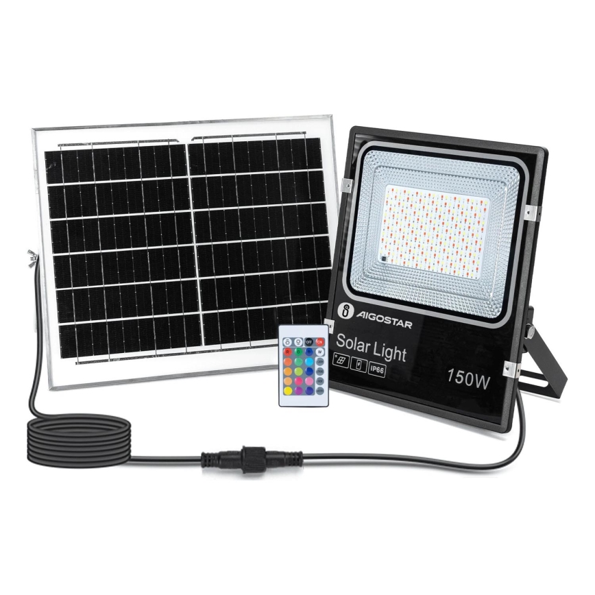 Aigostar - LED RGB Прожектор з регулюванням яскравості на сонячній батареї LED/150W/3,2V IP66 + пульт дистанційного керування