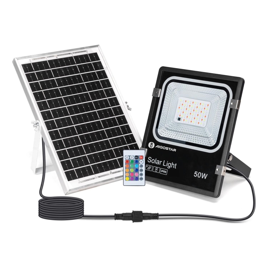 Aigostar - LED RGB Прожектор з регулюванням яскравості на сонячній батареї LED/50W/3,2V IP66 + пульт дистанційного керування