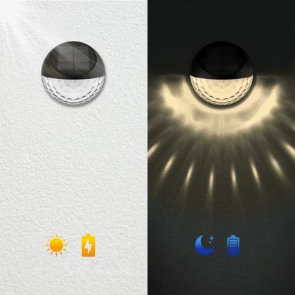 Aigostar - Светодиодный RGB солнечный настенный светильник LED/2W/1,2V 300 мАч черный IP44