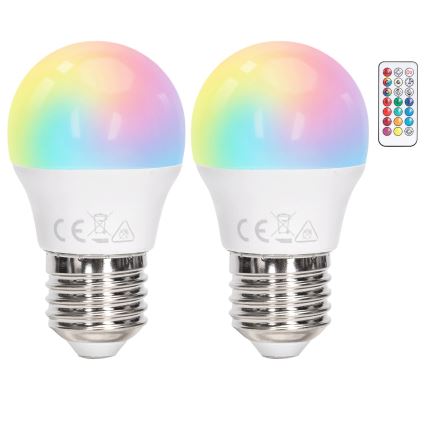 Aigostar - светодиодная RGBW диммируемая лампа G45 E27/6W/230V 3000K + пульт дистанционного управления