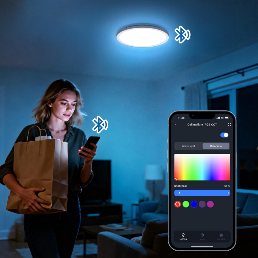 Aigostar - LED RGBW стельовий світильник з регулюванням яскравості MESH LED/24W/230V 3000-6500K чорний + пульт дистанційного керування