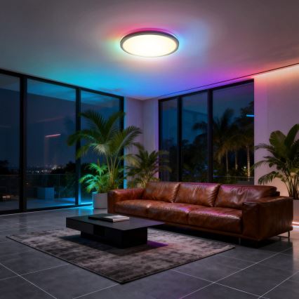 Aigostar - LED RGBW стельовий світильник з регулюванням яскравості MESH LED/24W/230V 3000-6500K чорний + пульт дистанційного керування