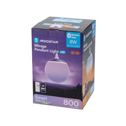 Aigostar - LED RGBW Підвісна люстра з регулюванням яскравості MESH LED/8W/230V 2700-6500K білий + пульт дистанційного керування