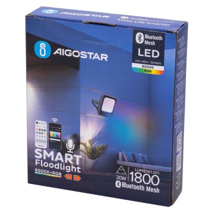 Aigostar - LED RGBW Прожектор з регулюванням яскравості MESH Smart LED/20W/230V 6500K IP65 + пульт дистанційного керування