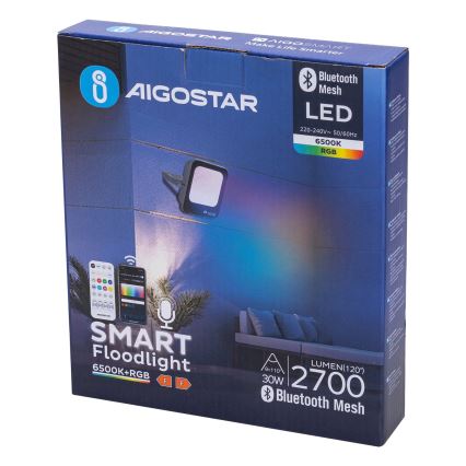 Aigostar - LED RGBW Прожектор з регулюванням яскравості MESH Smart LED/30W/230V 6500K IP65 + пульт дистанційного керування
