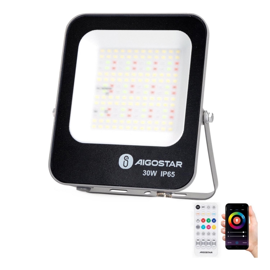 Aigostar - LED RGBW Прожектор з регулюванням яскравості MESH Smart LED/30W/230V 6500K IP65 + пульт дистанційного керування