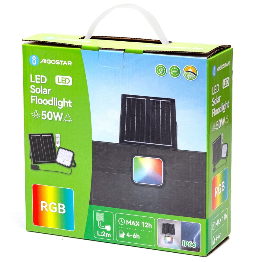 Aigostar - LED RGBW Прожектор з регулюванням яскравості на сонячній батареї LED/50W/3,4V IP66 + пульт дистанційного керування