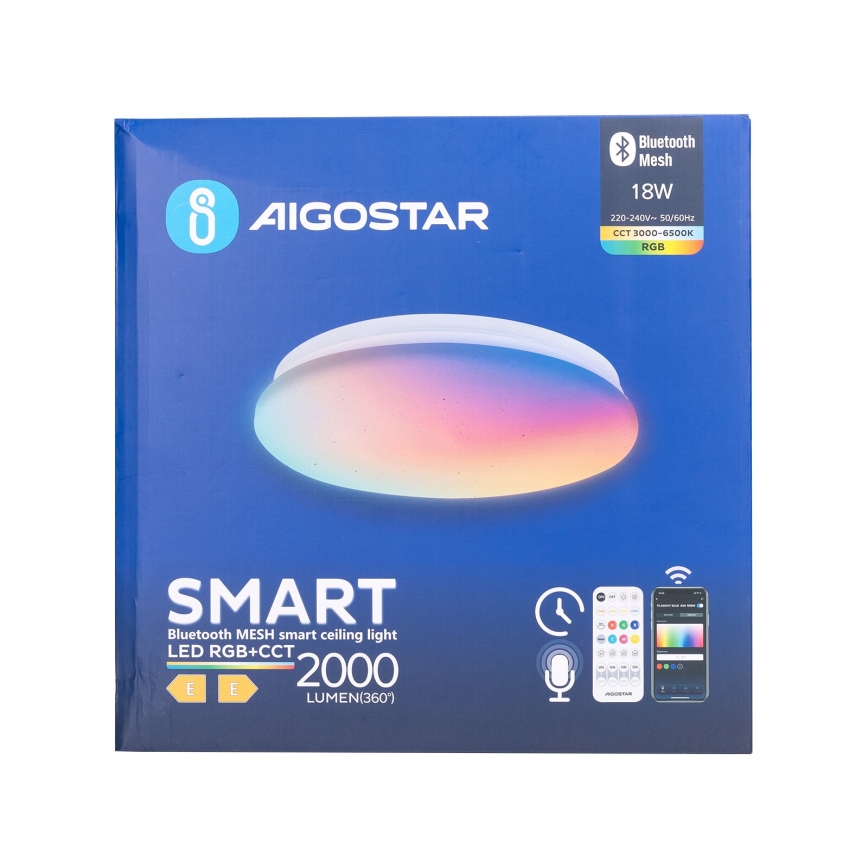 Aigostar - LED RGBW Стельовий світильник для ванної з регулюванням яскравості MESH Smart LED/18W/230V 3000-6500K IP44 + пульт дистанційного керування