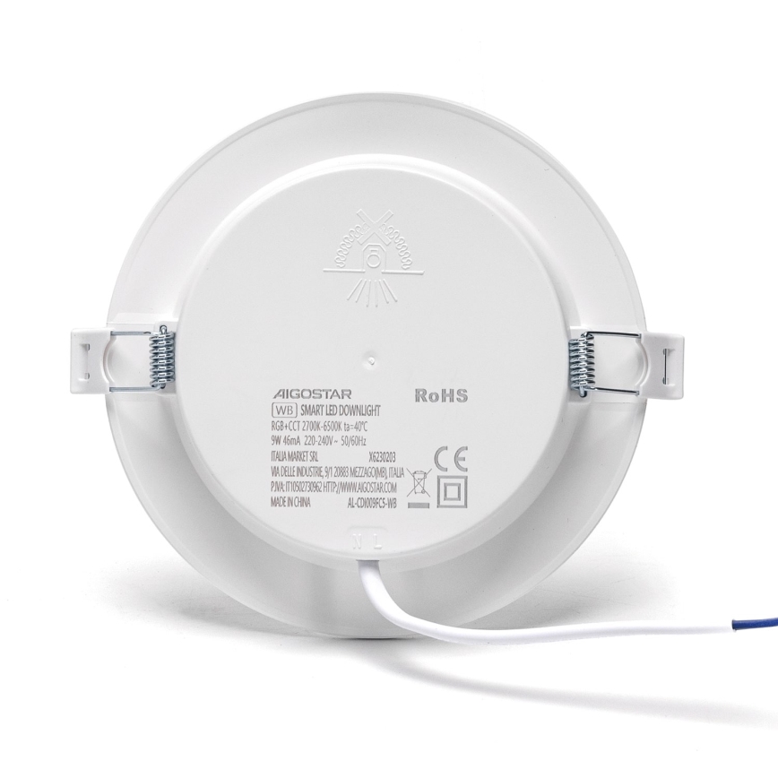 Aigostar - LED RGBW Стельовий вбудований світильник з регулюванням яскравості LED/9W/230V 2700-6500K діаметр 14,5 см Wi-Fi