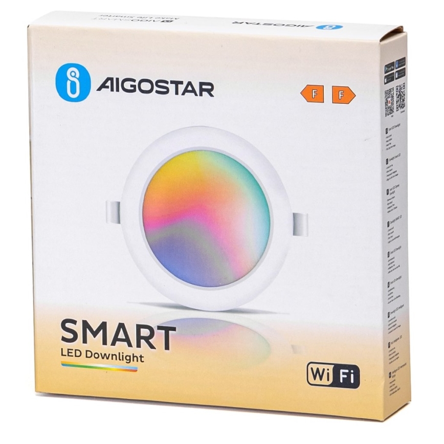 Aigostar - LED RGBW Стельовий вбудований світильник з регулюванням яскравості LED/9W/230V 2700-6500K діаметр 14,5 см Wi-Fi