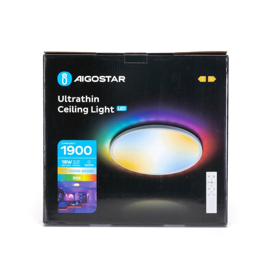 Aigostar - LED RGBW Стельовий світильник для ванної з регулюванням яскравості LED/18W/230V 3000-6500K діаметр 30 см IP44 + пульт дистанційного керування