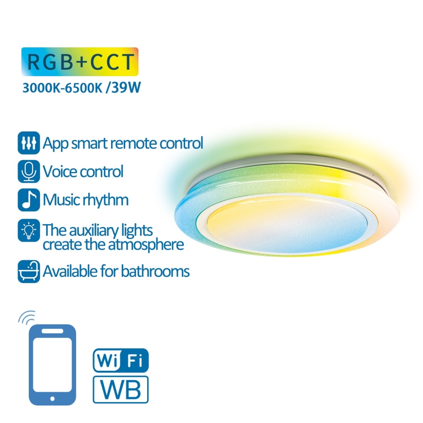 Aigostar - LED RGBW Світильник для ванної з регулюванням яскравості LED/39W/230V 50 см Wi-Fi IP44