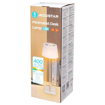 Aigostar - LED RGBW Вулична акумуляторна настiльна лампа з регулюванням яскравостi LED/4W/5V 3600mAh білий/матовий хром IP54
