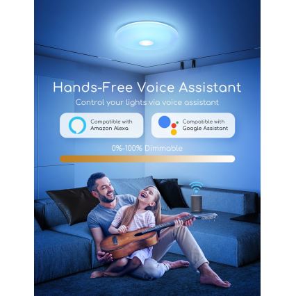 Aigostar - Світильник стельовий світлодіодний RGBW з димером 18 Вт/230 В, діаметр 34 см, Wi-Fi