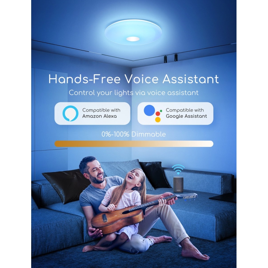 Aigostar - Світильник стельовий світлодіодний RGBW з димером 18 Вт/230 В, діаметр 34 см, Wi-Fi