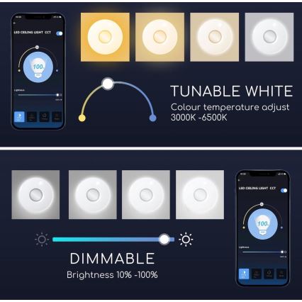 Aigostar - Світильник стельовий світлодіодний RGBW з димером 18 Вт/230 В, діаметр 34 см, Wi-Fi