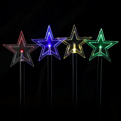 Айґостар - LED RGBY сонячний різдвяний світильник 5xLED/1,2V/8 функцій, 1 м, IP65, 800mAh, у вигляді зірок