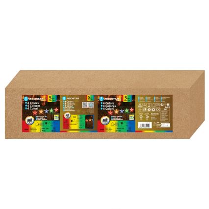 Айґостар - LED RGBY сонячний різдвяний світильник 5xLED/1,2V/8 функцій, 1 м, IP65, 800mAh, у вигляді зірок