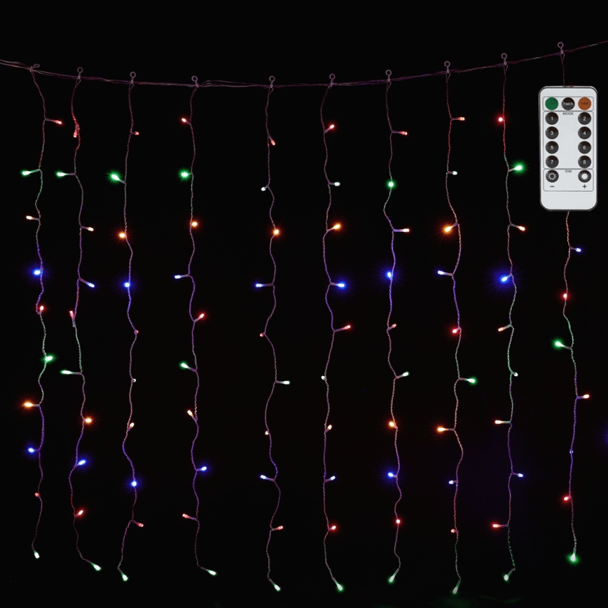 Aigostar - LED RGBY уличная гирлянда 300xLED/8 режимов 3x1m IP44 + пульт дистанционного управления