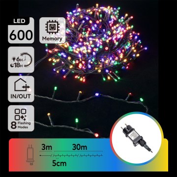 Aigostar - LED RGBY зовнішня різдвяна гірлянда 600xLED/8 функцій 30 м IP44