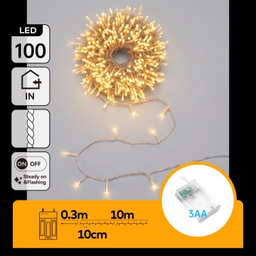 Aigostar - LED різдвяна гірлянда 100xLED/3xAA 10,3m, тепле біле світло