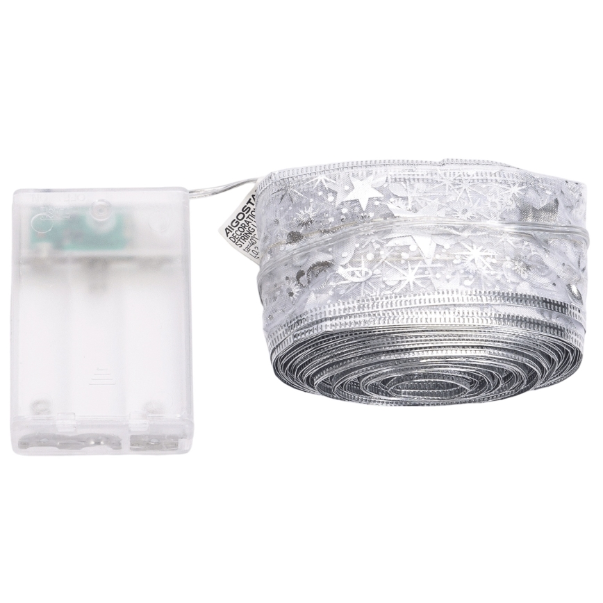 Aigostar - LED різдвяна гірлянда 100xLED/3xAA 10 м тепле біле світло, срібна