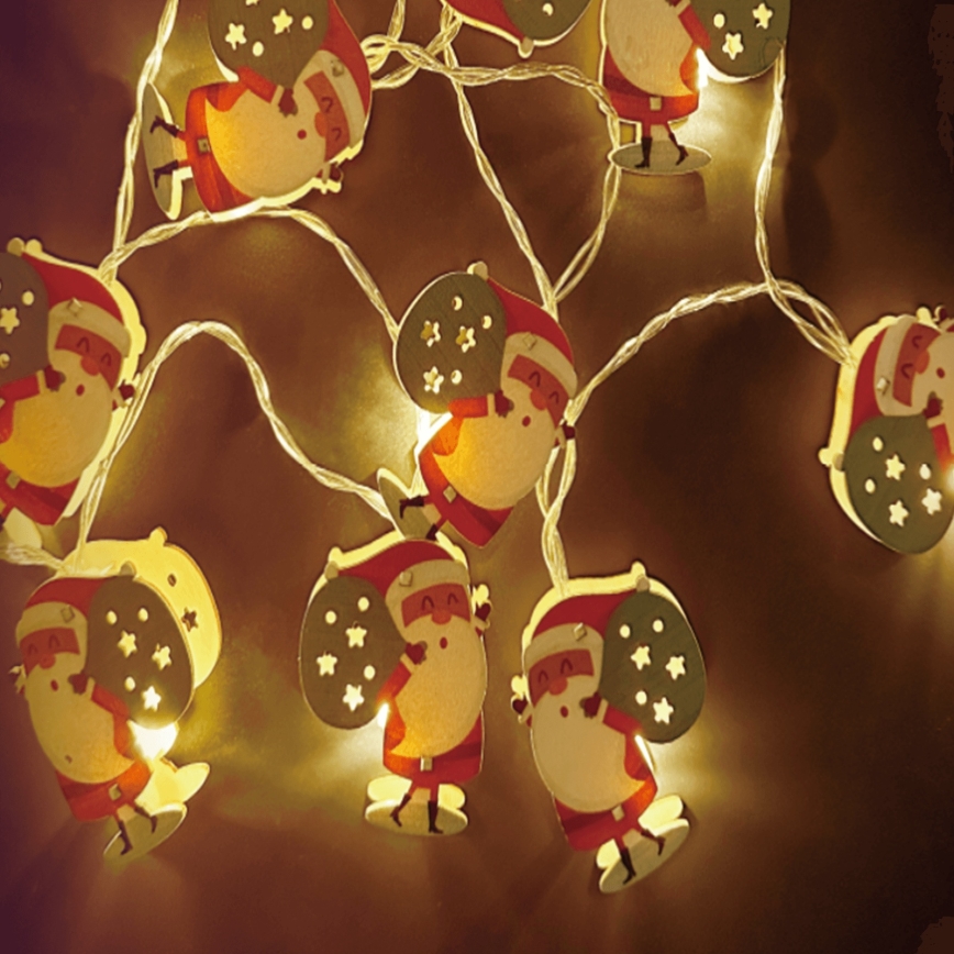 Aigostar - LED різдвяна гірлянда 10xLED/3xAA 1,5m теплий білий Santa Claus