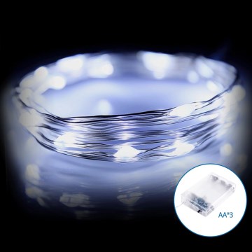 Aigostar - LED Різдвяний гірлянд 50xLED/3xAA 5,3 м холодний білий