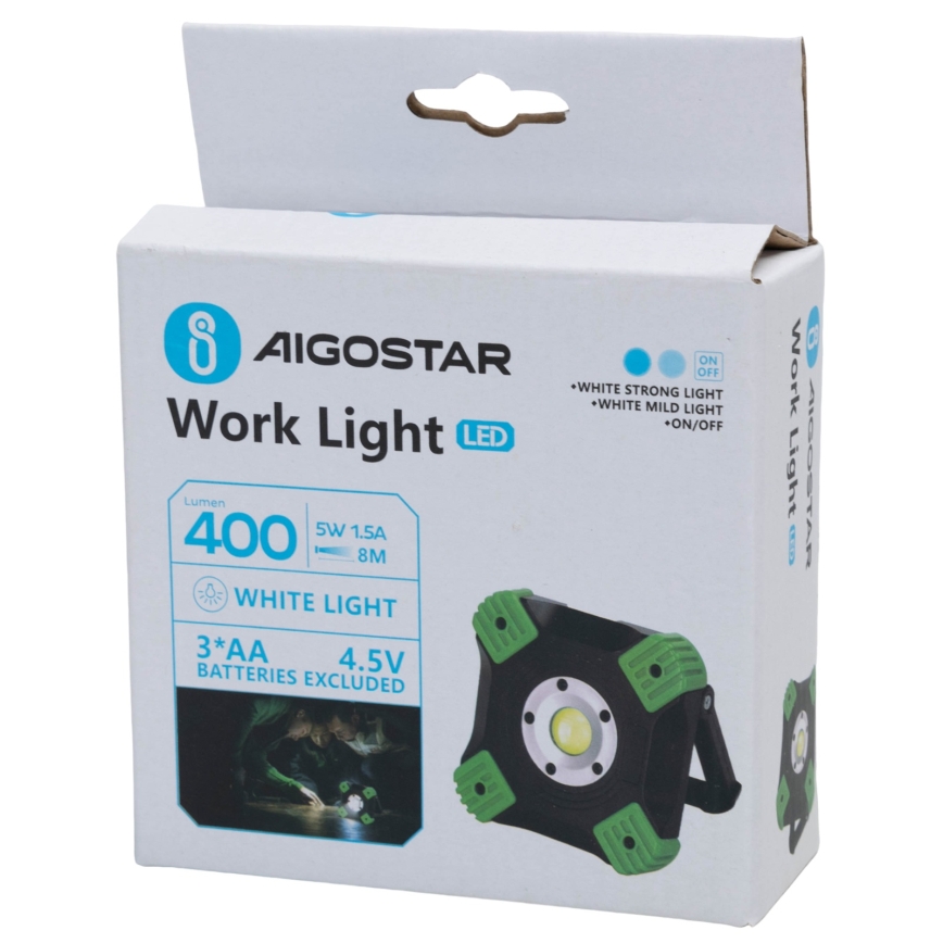 Aigostar - LED робочий світильник LED/5W/3xAA 6500K IP44
