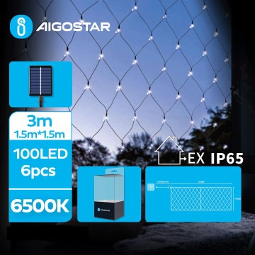 Aigostar - LED солнечная  гирлянда 100xLED/8 режимов 4,5x1,5m IP65 холодный белый
