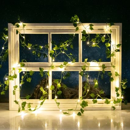 Aigostar - Светодиодная солнечная гирлянда 50xLED/7м IP65 300 мАч тёплый белый плющ