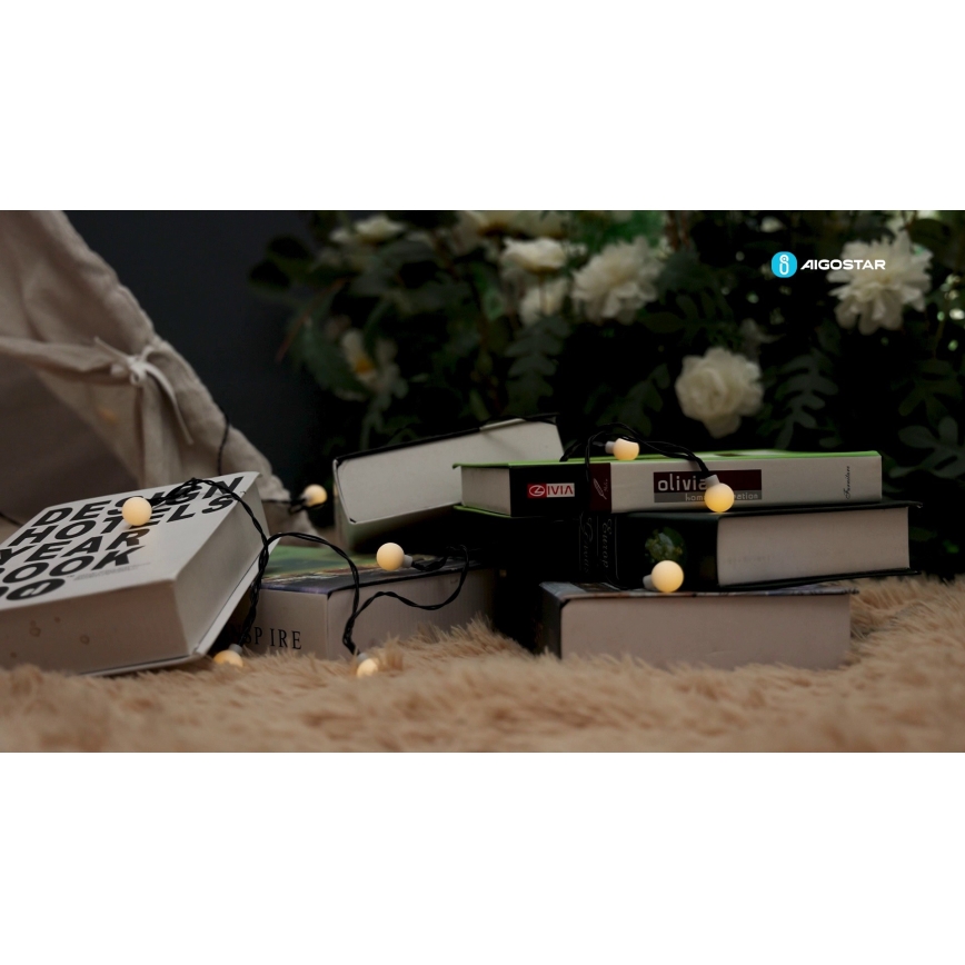 Aigostar - Светодиодная солнечная декоративная гирлянда 50xLED/8 режимов 12 м IP65 800 мАч тёплый белый