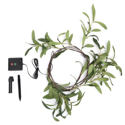 Aigostar - Светодиодная солнечная гирлянда 60xLED/4м IP65 300 мАч тёплый белый оливковый