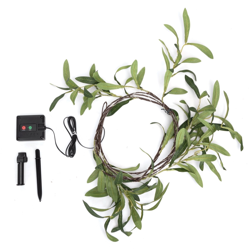 Aigostar - Светодиодная солнечная гирлянда 60xLED/4м IP65 300 мАч тёплый белый оливковый