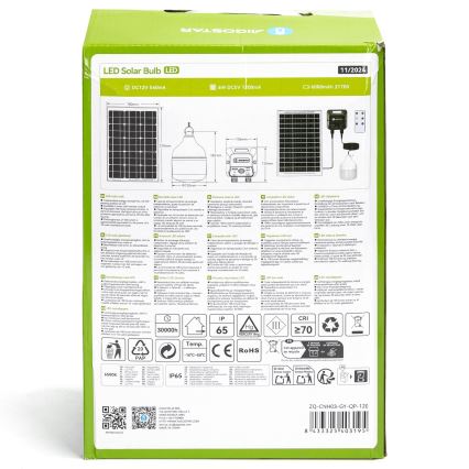 Aigostar - солнечный светодиодный светильник с датчиком LED/70W/12V 6000 mAh 6500K IP65 диаметр 12 см + пульт дистанционного управления