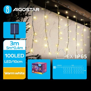 Aigostar - LED Солнечная рождественская гирлянда 100xLED/8 функций 8x0,4m IP65 тёплый белый 800 mAh