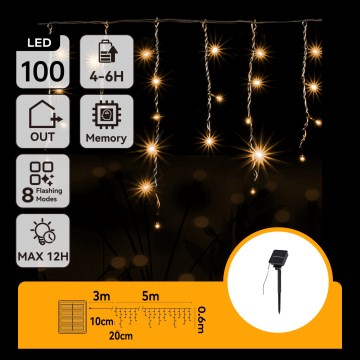 Aigostar - LED солнечная рождественская гирлянда 100xLED/8 функций 8x0,6m 800 mAh IP65 тёплый белый