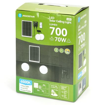 Aigostar - LED солнечный потолочный светильник с датчиком 2xLED/35W/3,7V 6000 mAh IP65 + пульт дистанционного управления