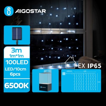 Aigostar - LED сонячна гірлянда 100xLED/8 функцій 4x1m 800 mAh IP65 холодний білий