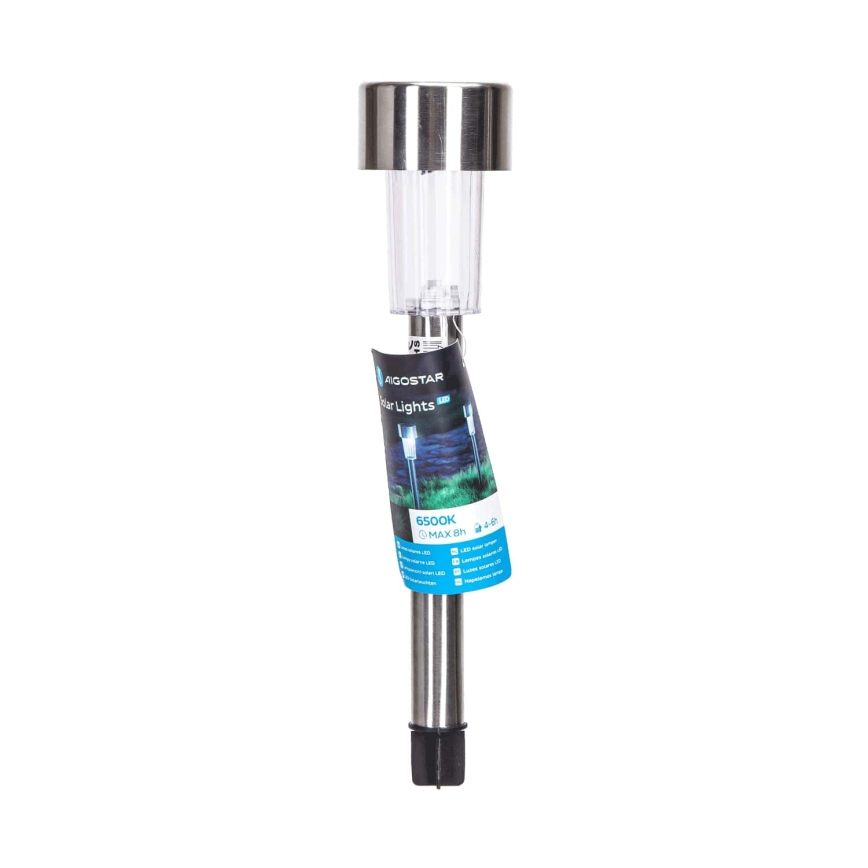 Aigostar - Світлодіодна сонячна лампа LED/0,006W/1,2V 29,5 см 40 мАг матовий хром 6500K IP44