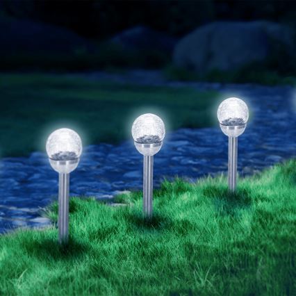 Aigostar - Світлодіодна сонячна лампа LED/0,006W/1,2V 37,8 см матовий хром 6500K IP44 100 мАг