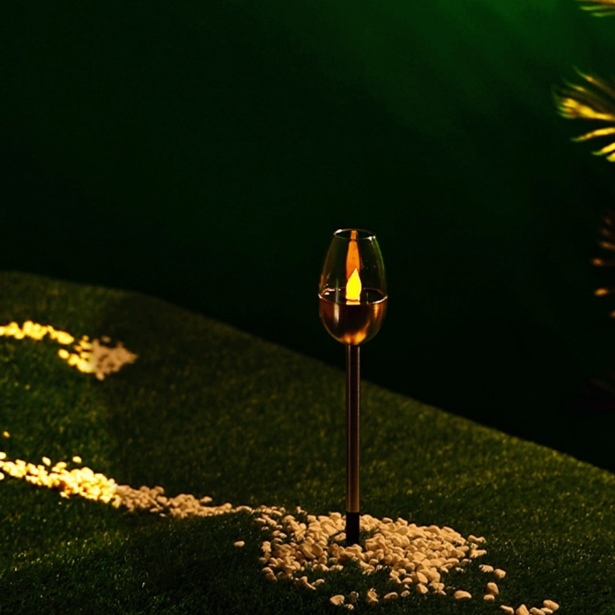 Aigostar - Світлодіодна сонячна лампа LED/0,006W/1,2V 38,2 см матовий хром 2700K IP44 40 мАг