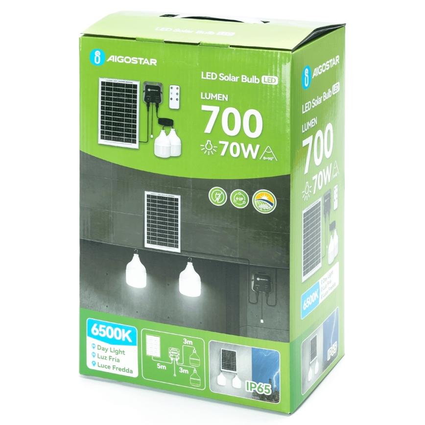 Aigostar - сонячна LED-люстра 2xLED/35W/12V 6000 mAh 6500K IP65 діам. 10 см + пульт дистанційного керування