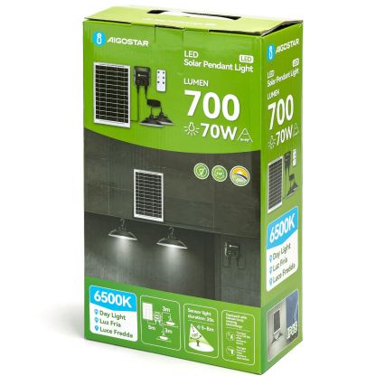 Aigostar - LED‑сонячна люстра з датчиком 2×LED/35W/12V 6000 мА·год 6500K діам. 15 см + пульт дистанційного керування